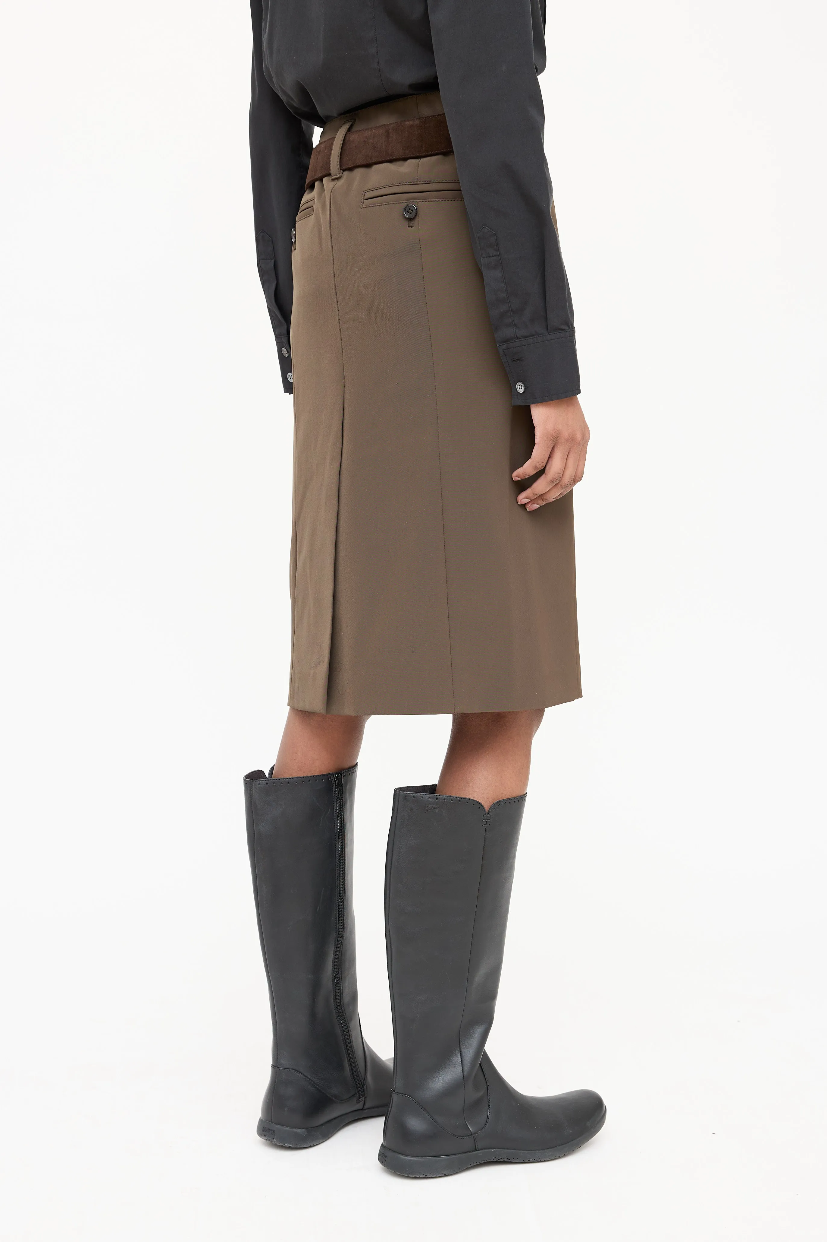 2006 Nylon Belted Midi Skirt