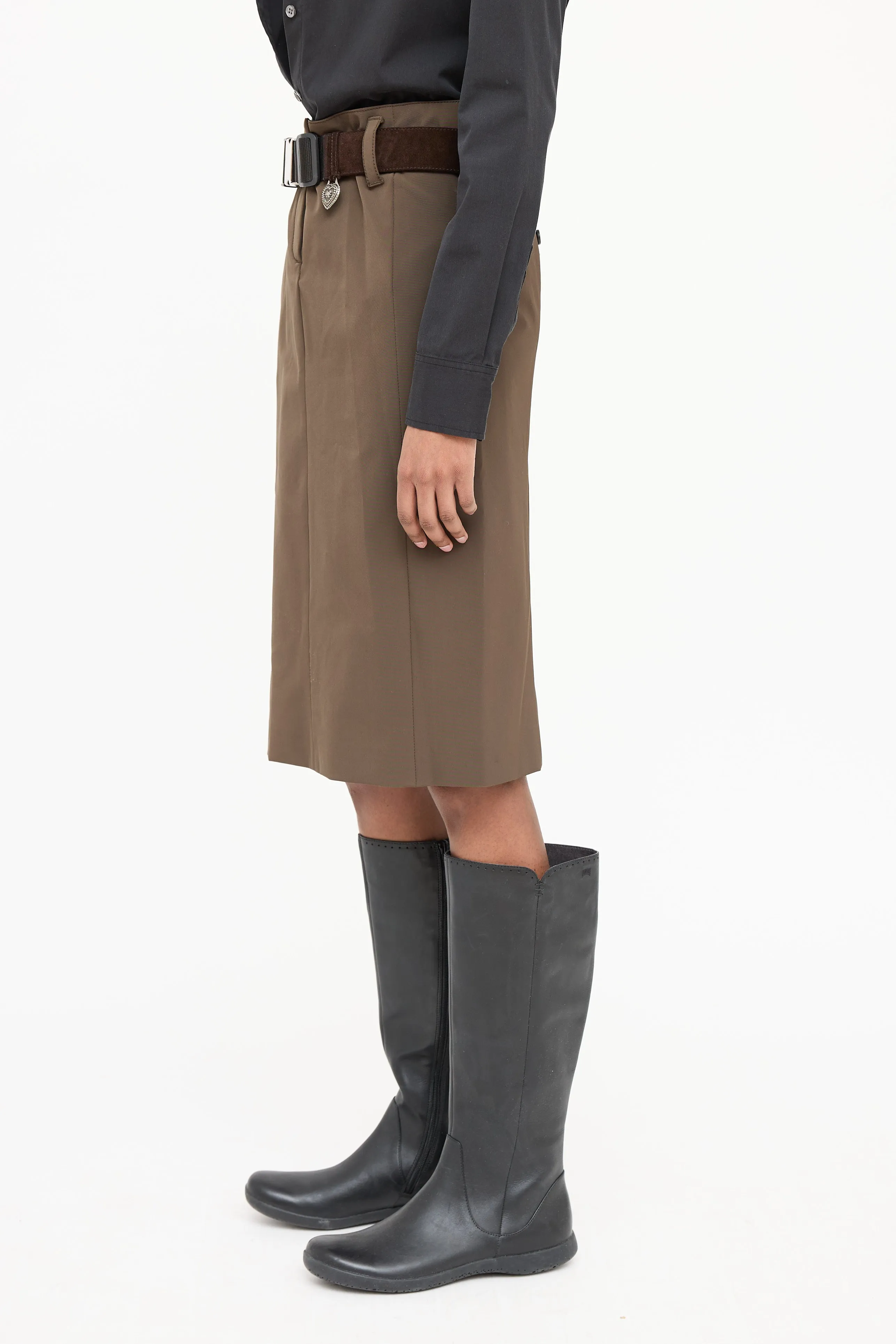 2006 Nylon Belted Midi Skirt