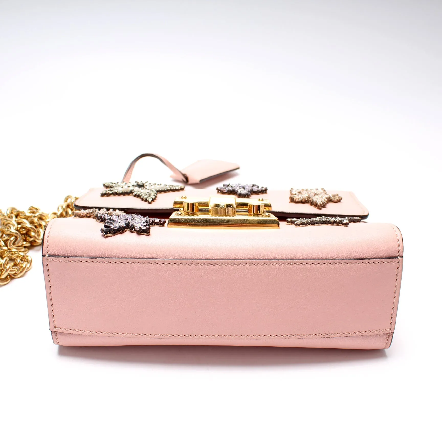 432182 Padlock Embroidered Star Leather Small