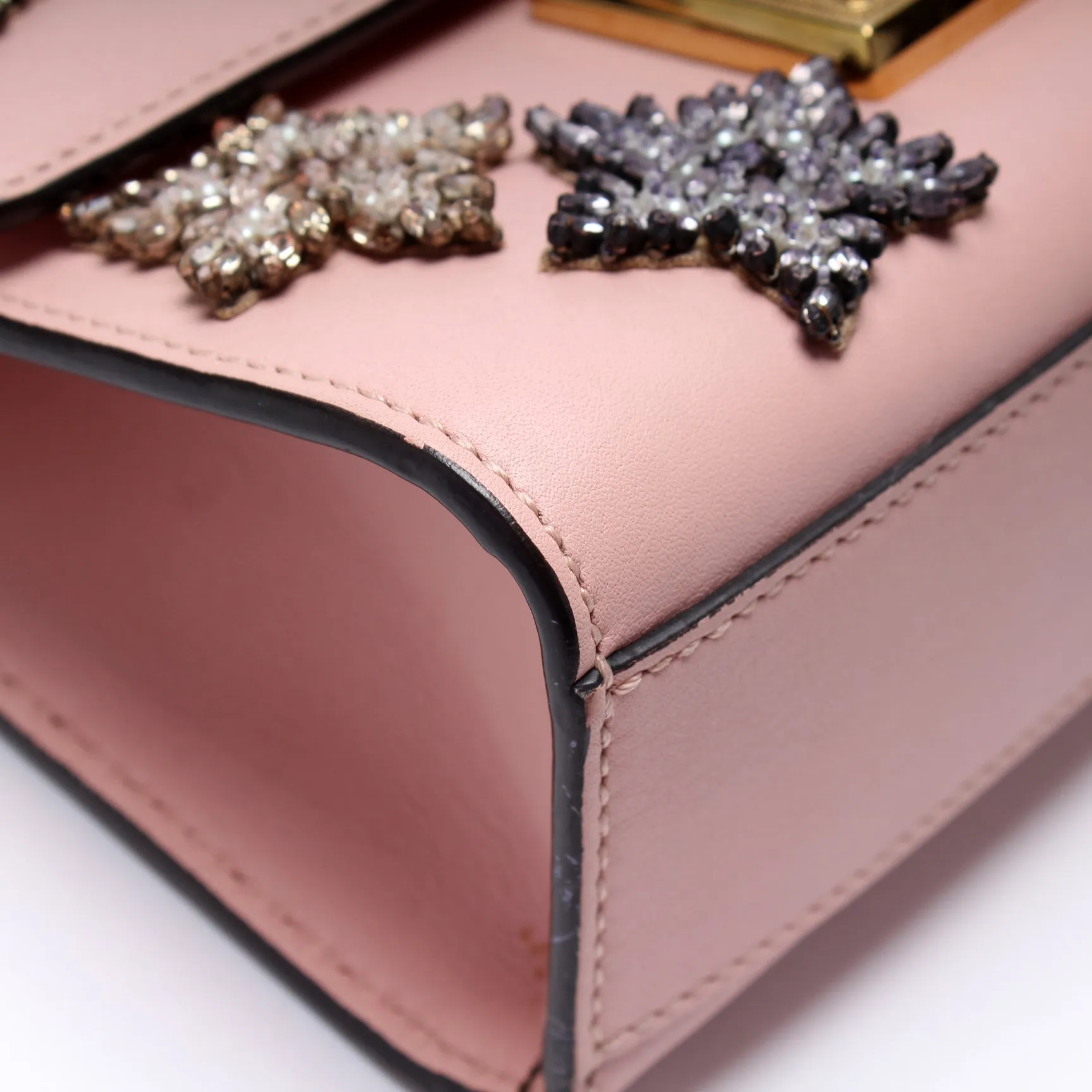 432182 Padlock Embroidered Star Leather Small