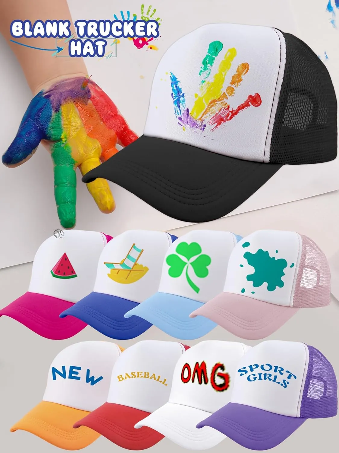 45 Pcs Adult Sublimation Trucker Caps Bulk DIY Baseball Hats Mesh Trucker Hats for Men Women Running Baseball