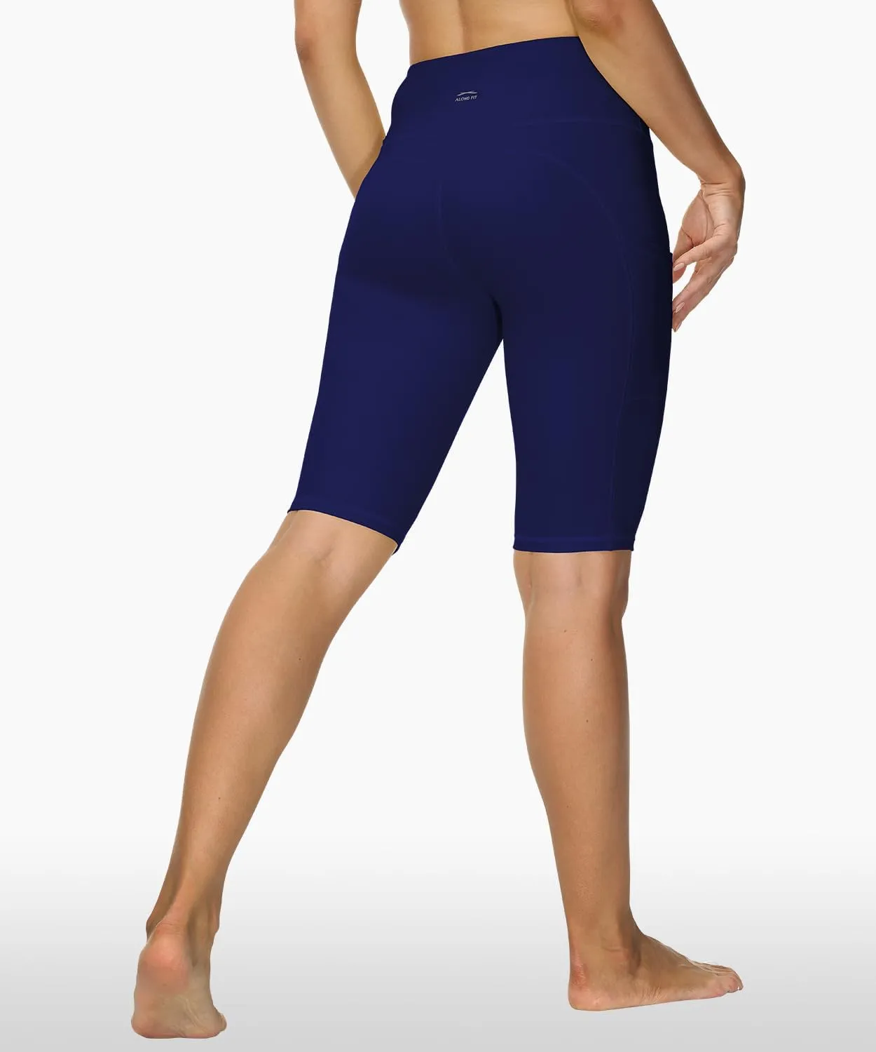 ALONG FIT Women High Waisted Biker Shorts Tummy Control Workout Yoga Shorts with Pockets Athletic Workout Running