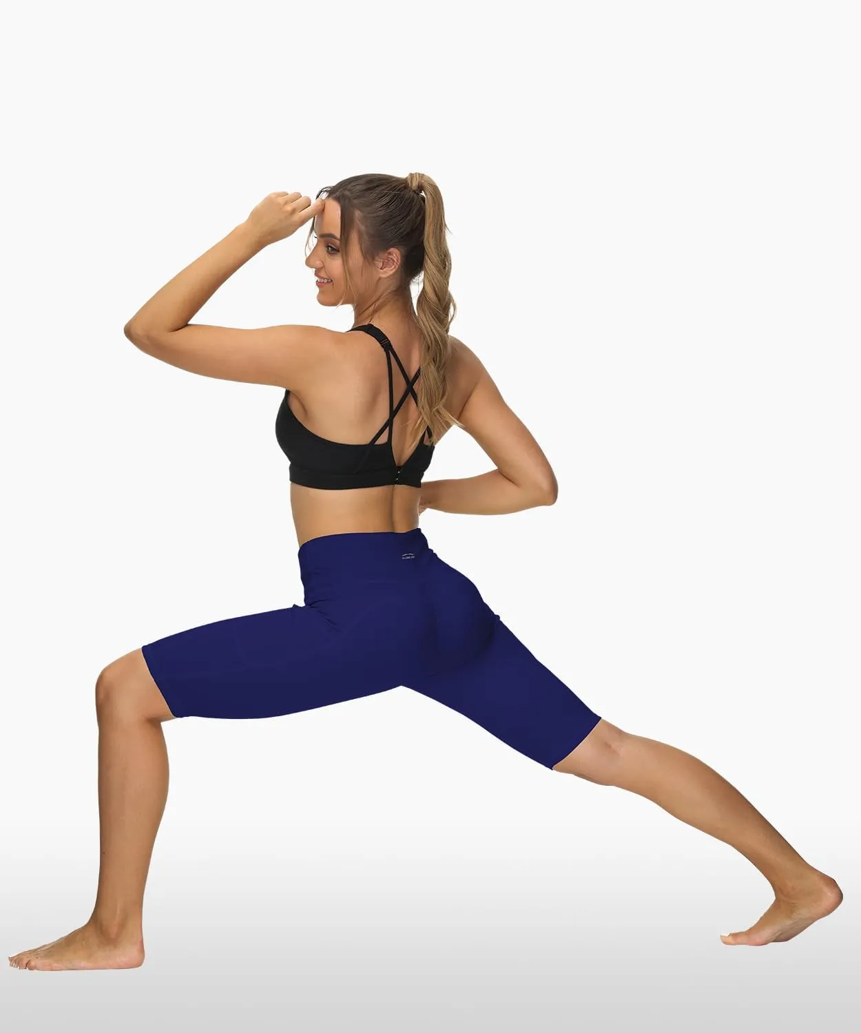 ALONG FIT Women High Waisted Biker Shorts Tummy Control Workout Yoga Shorts with Pockets Athletic Workout Running