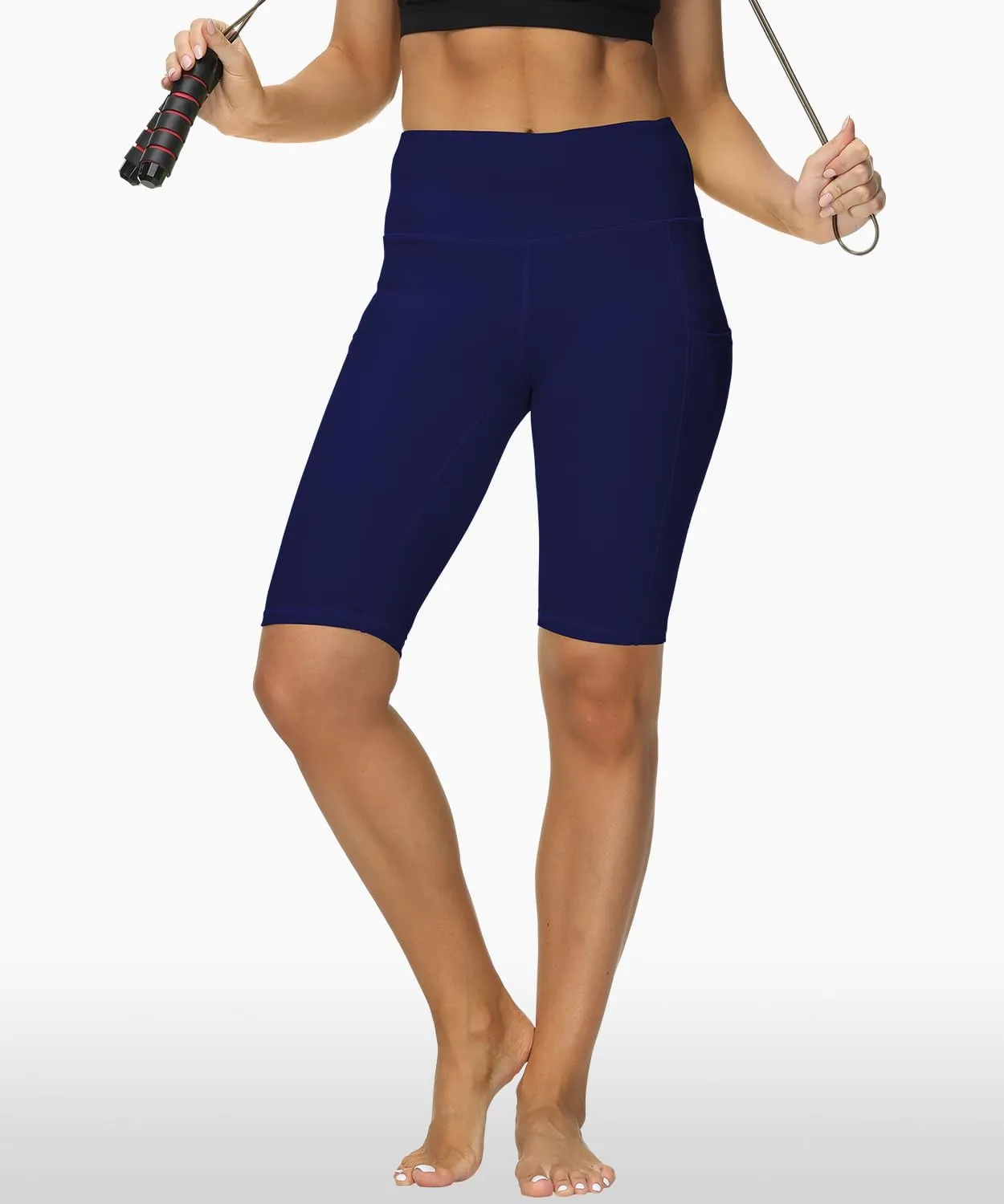 ALONG FIT Women High Waisted Biker Shorts Tummy Control Workout Yoga Shorts with Pockets Athletic Workout Running