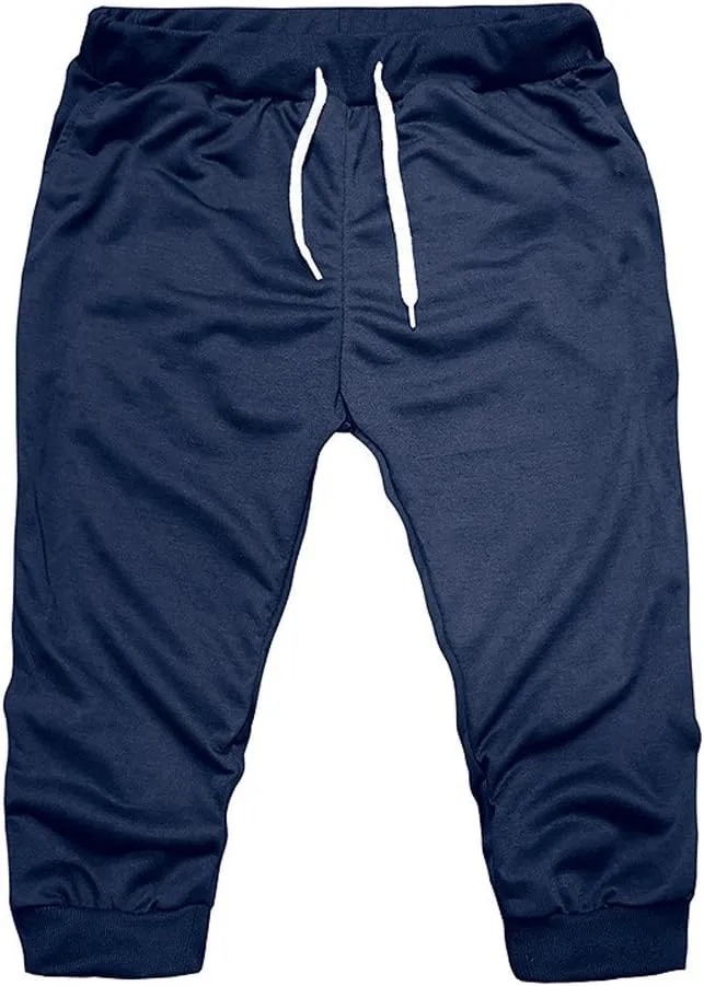 below The Knee Shorts for Men 3/4 Joggers Capri Pants Tapered Fit Workout Gym Training Running Workout Sweatpants