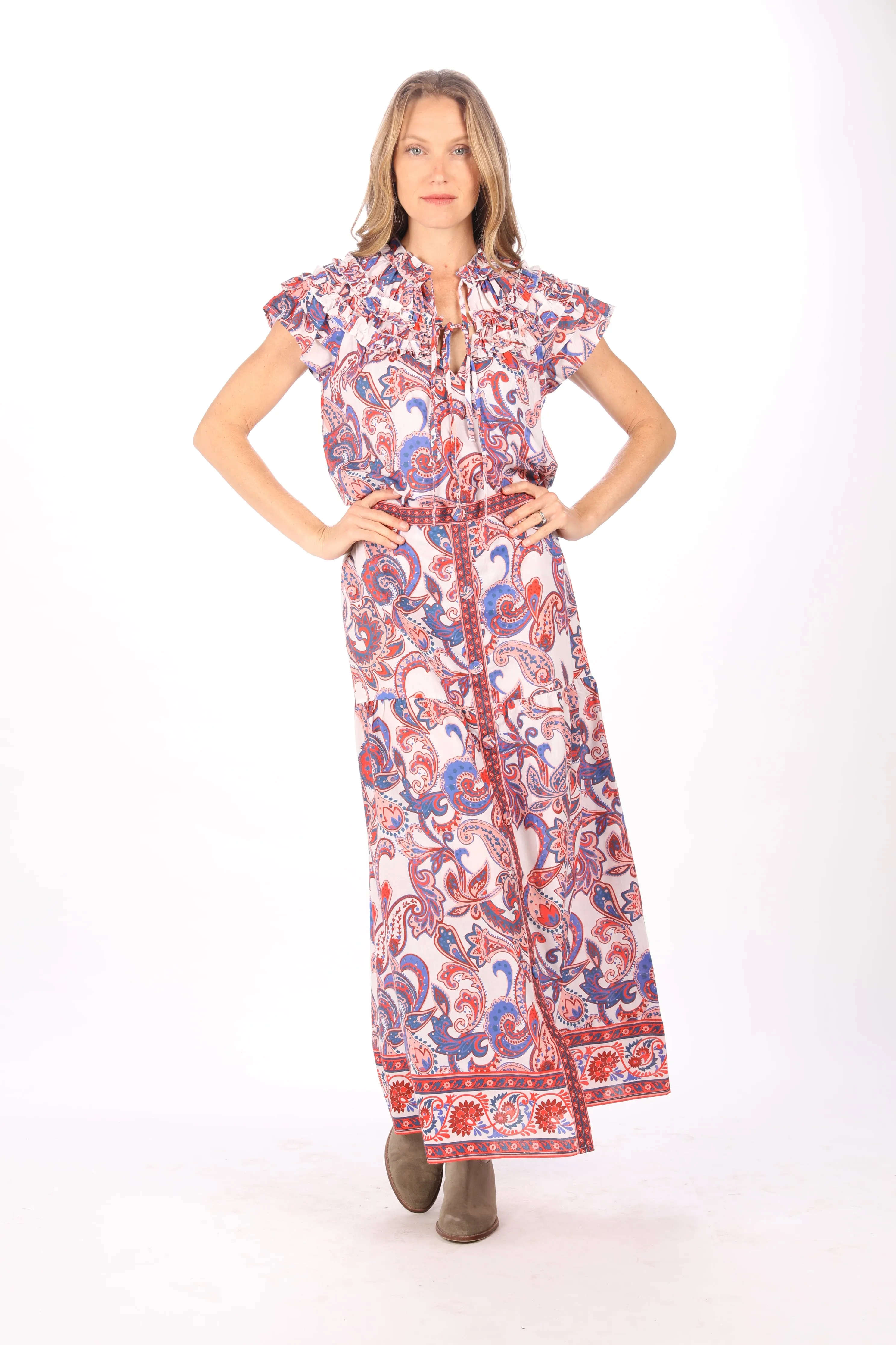 Bertha Midi Skirt. Cantaloupe