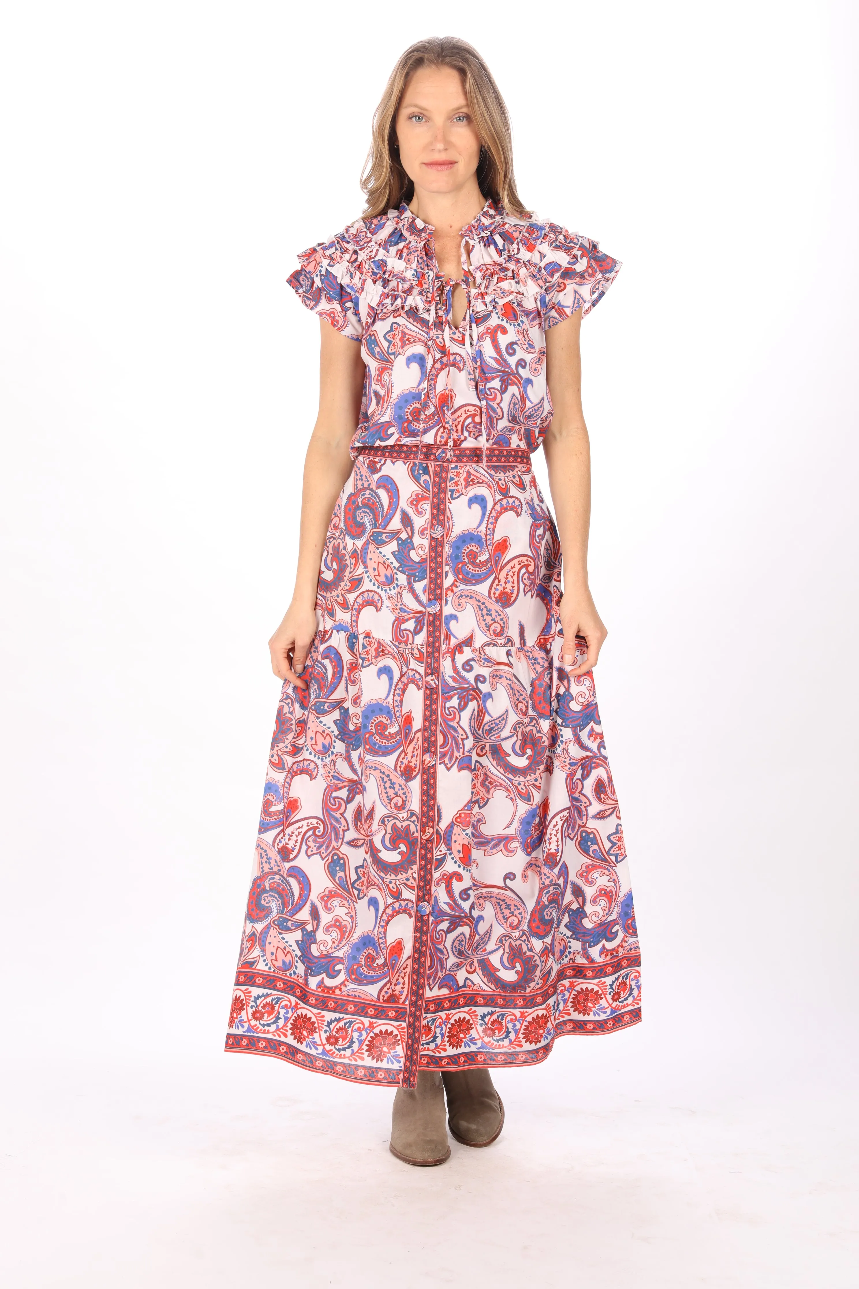 Bertha Midi Skirt. Cantaloupe