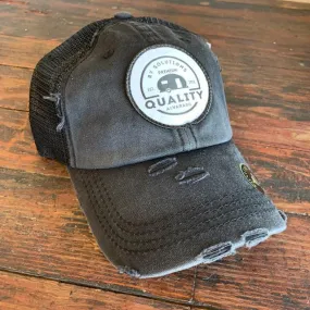 BLACK DISTRESSED QRVS PATCH HAT