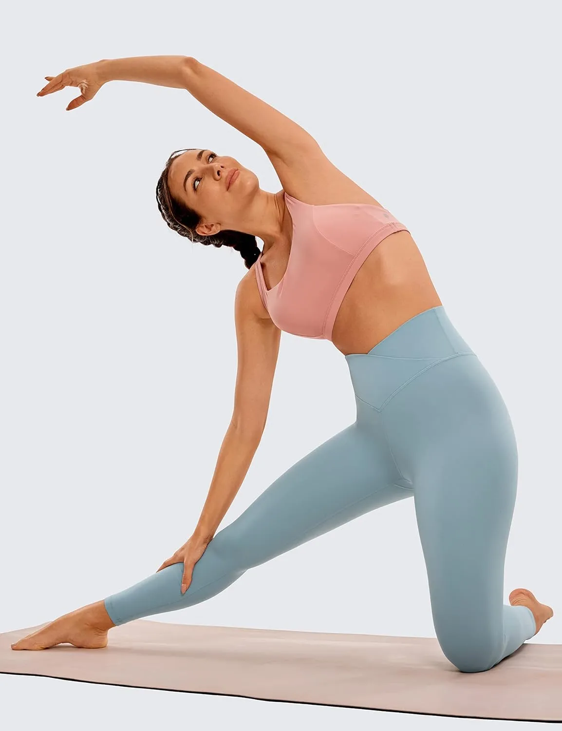 CRZ YOGA Womens Butterluxe Cross Waist Leggings 25" - V Crossover High Waisted Yoga