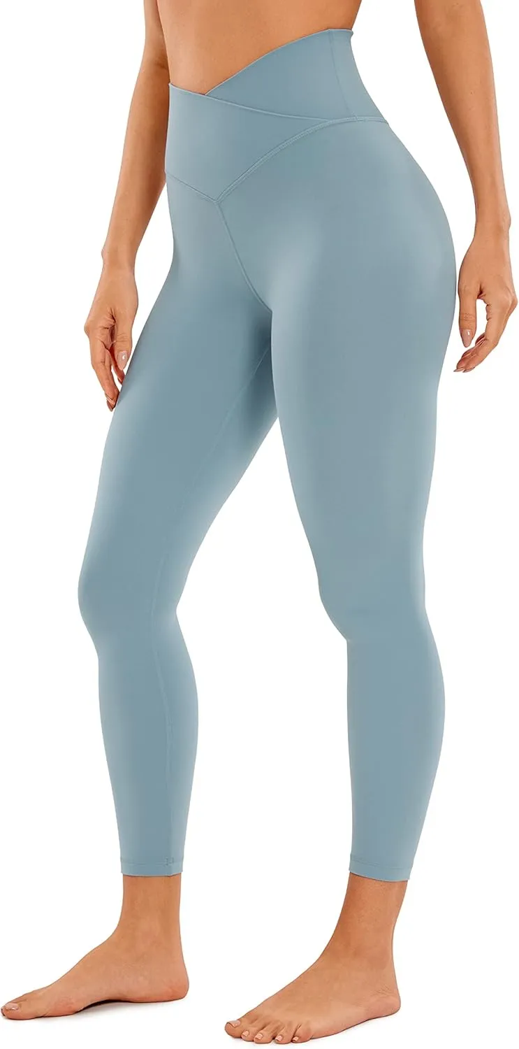 CRZ YOGA Womens Butterluxe Cross Waist Leggings 25" - V Crossover High Waisted Yoga