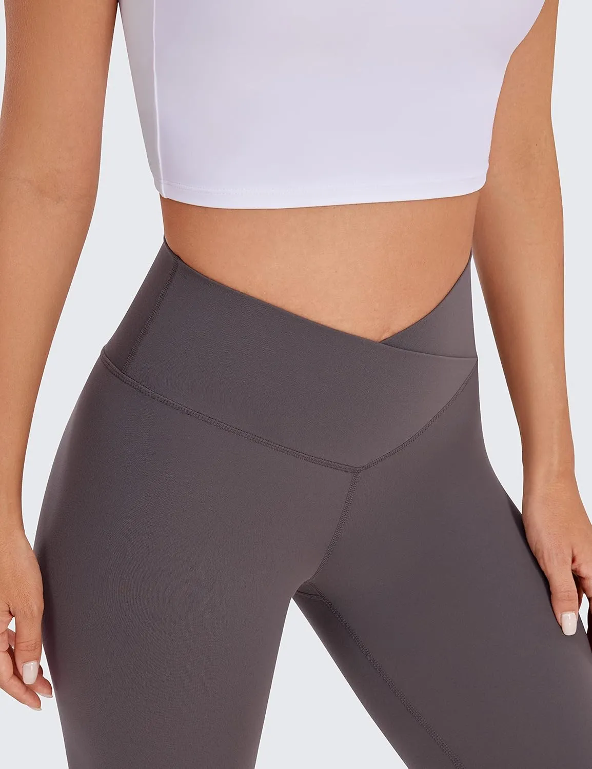 CRZ YOGA Womens Butterluxe Cross Waist Leggings 25" - V Crossover High Waisted Yoga