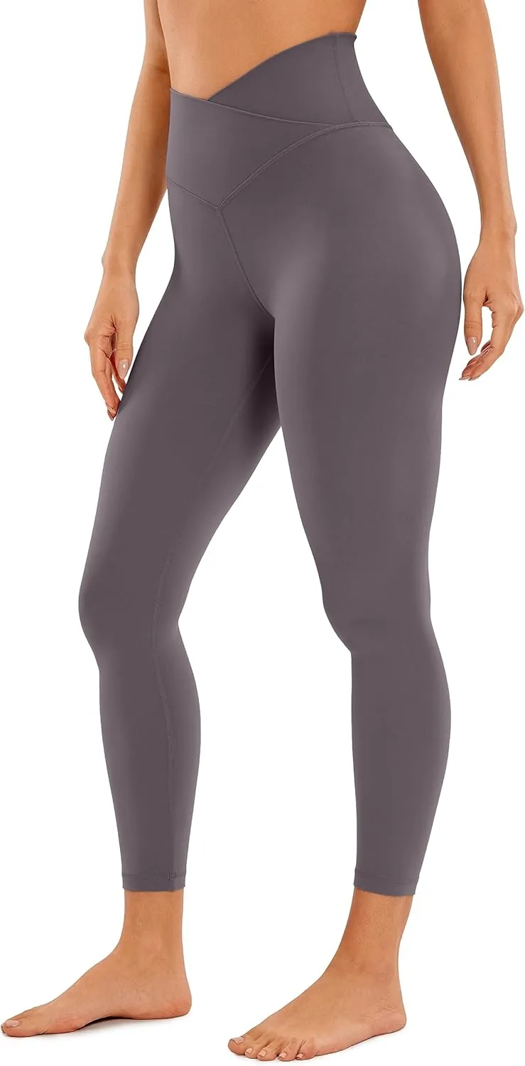 CRZ YOGA Womens Butterluxe Cross Waist Leggings 25" - V Crossover High Waisted Yoga