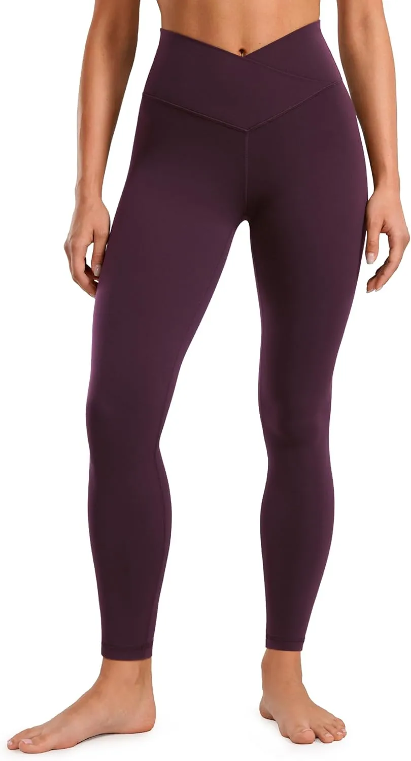 CRZ YOGA Womens Butterluxe Cross Waist Workout Leggings 28" - V Crossover High Waisted Gym Athletic Yoga
