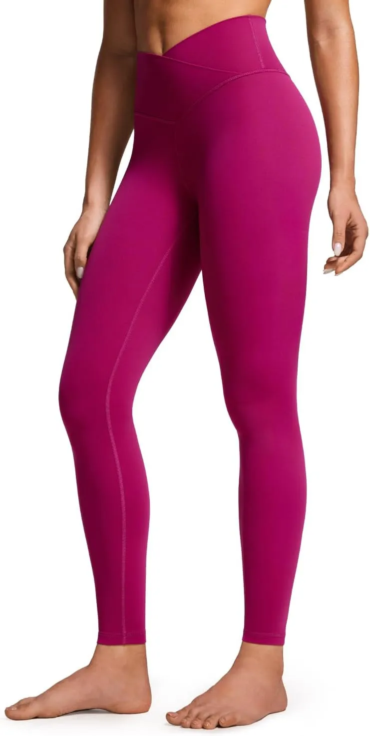 CRZ YOGA Womens Butterluxe Cross Waist Workout Leggings 28" - V Crossover High Waisted Gym Athletic Yoga