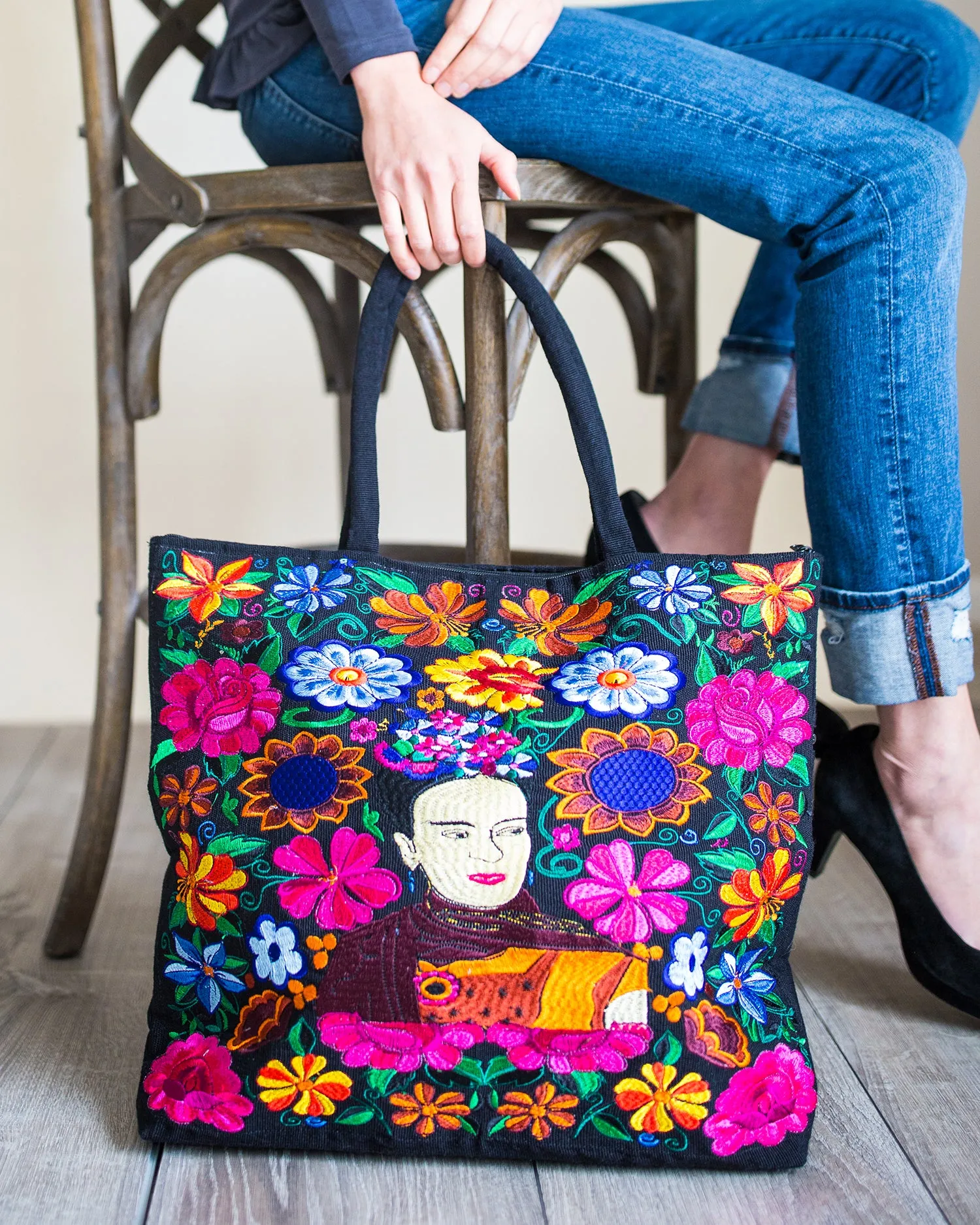 Frida Kahlo Embroidered Tote Bag