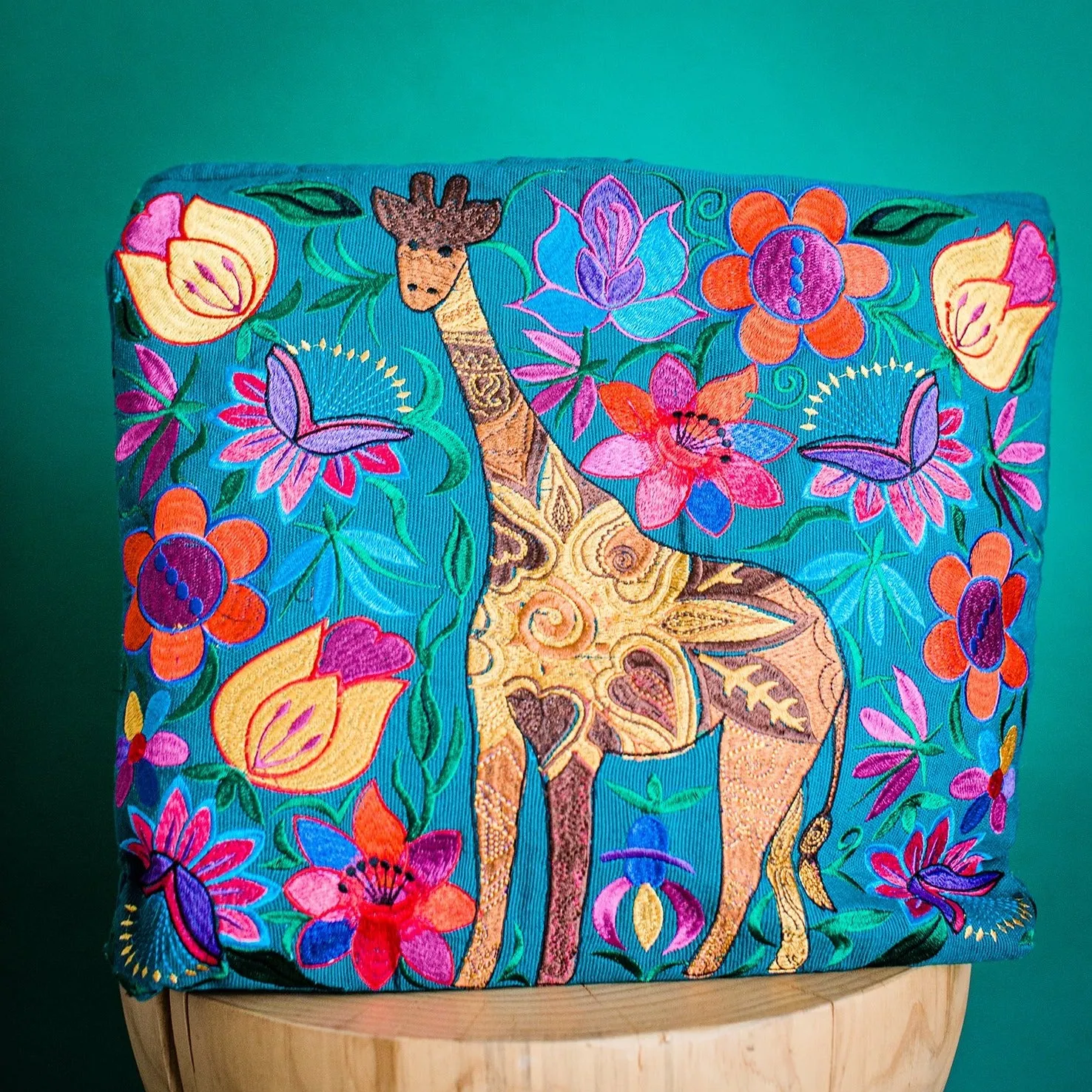 Giraffe Embroidered Tote Bag