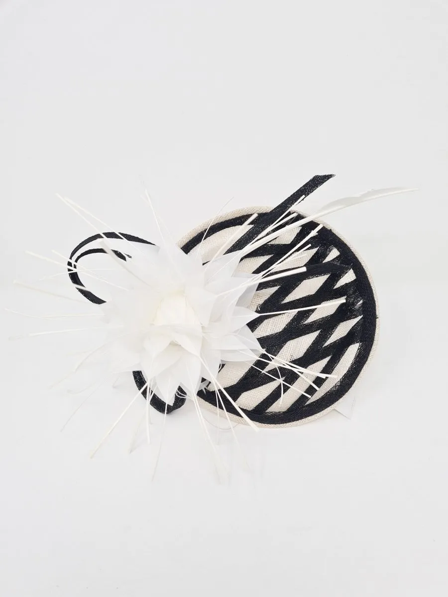 Ivory & Black Lattice Disc Fascinator