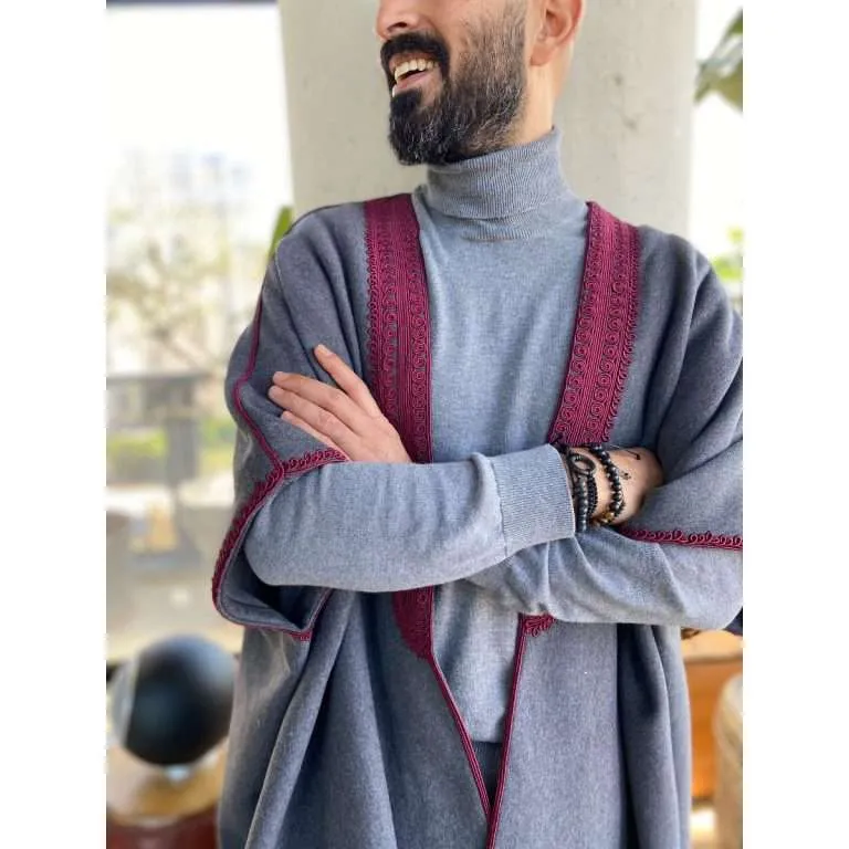 JOG ABAYA BURGUNDY ON ANTHRACITE