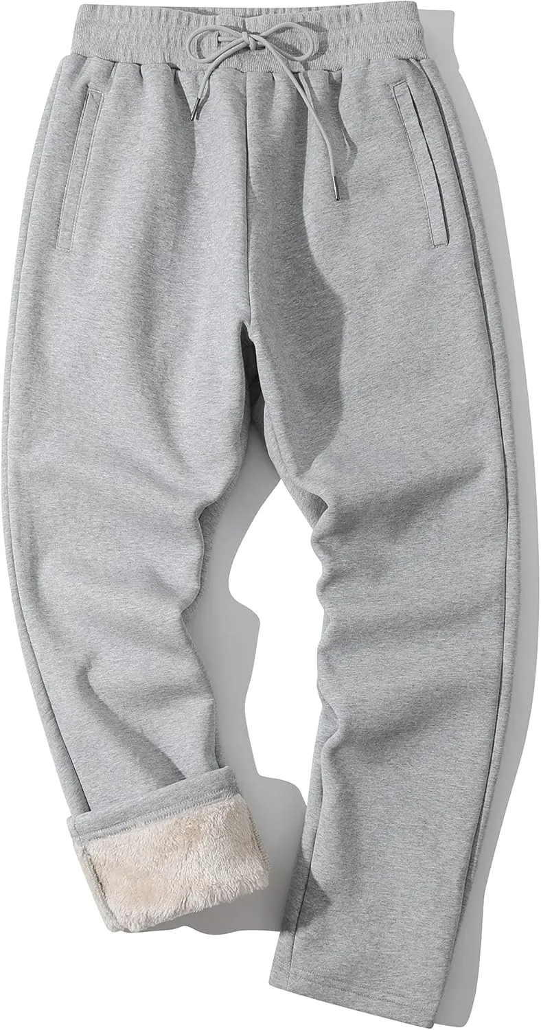 Kissonic Men's Winter Thick Warm Fleece Jogging Pants Sherpa Lined Athletic Sweatpants