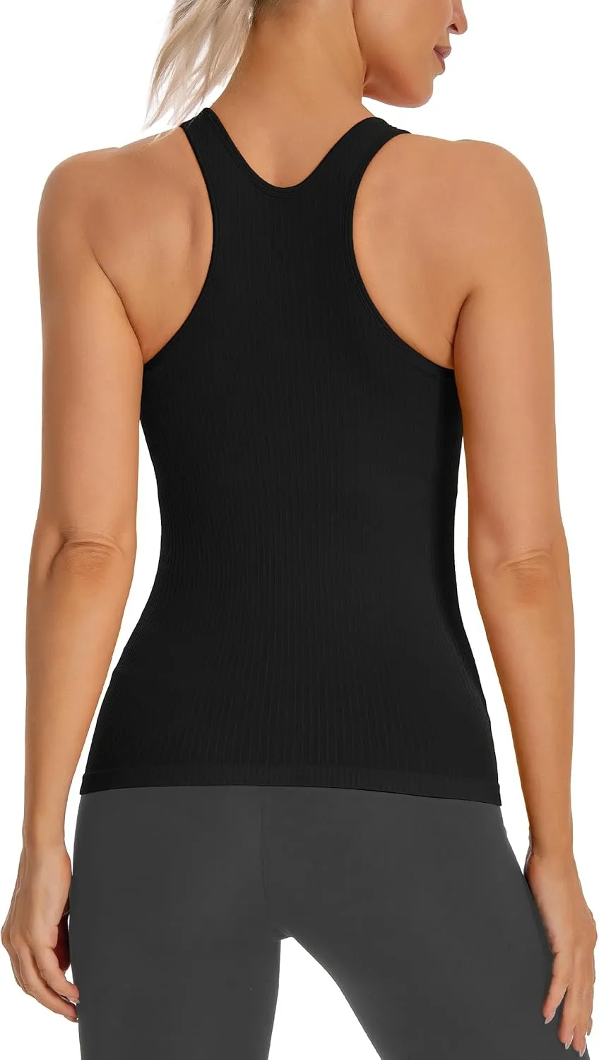 MathCat Workout Tank Tops for Women with Built in Bra, Sleeveless Yoga Tops Seamless Racerback Athletic Gym Shirts