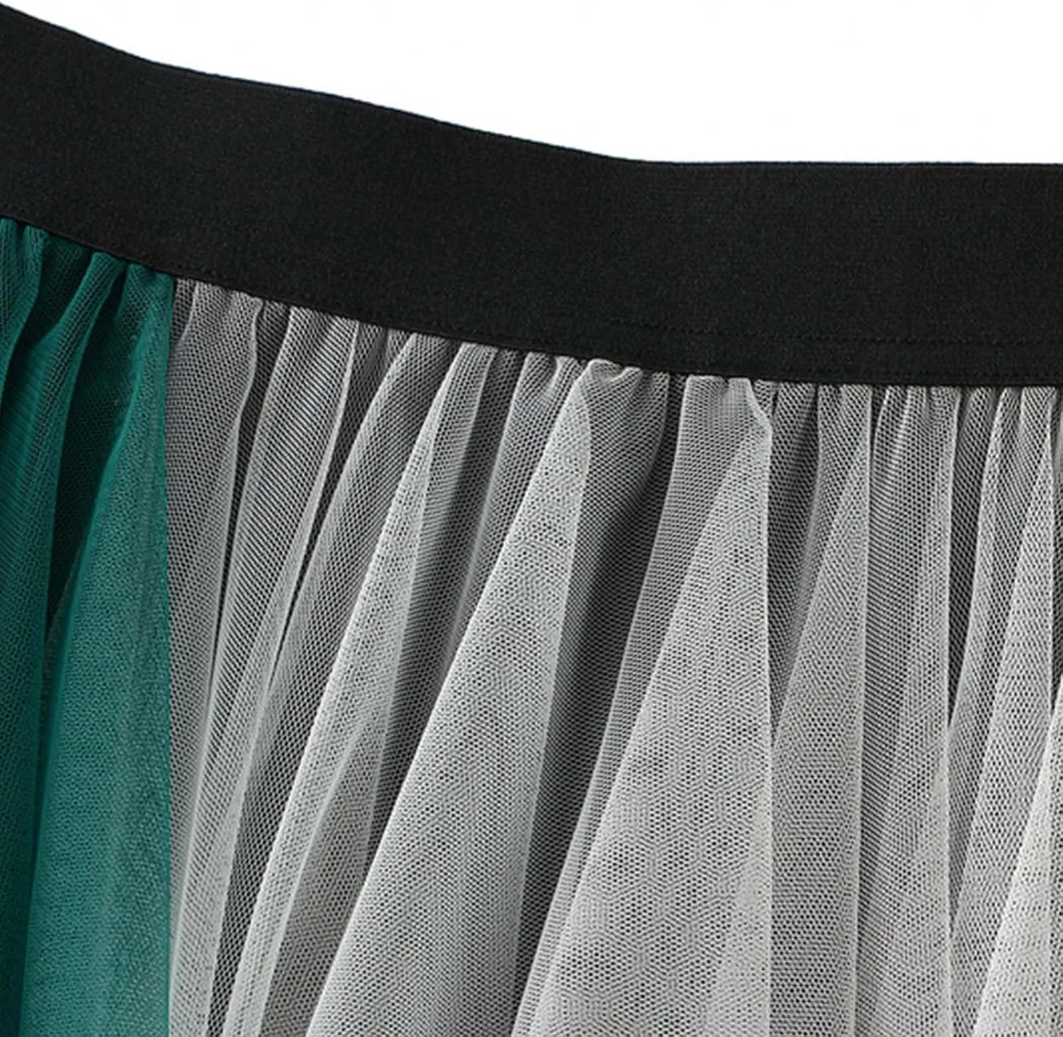 Maxi Skirt for Women Trendy Gradient Sheer Mesh Multi Layer Pleated Lightweight Summer Midi Skirts for Vacation Streetwear