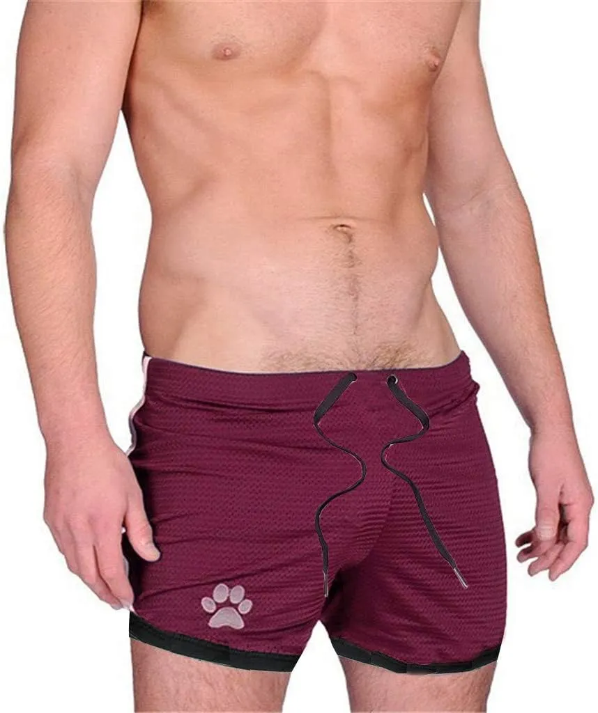 Mens 3" Mesh Workout Gym Running Shorts Funny Dog Paw Print Bodybuilding Training Athletic Workout Short Shorts