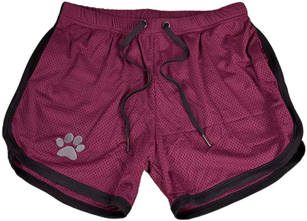Mens 3" Mesh Workout Gym Running Shorts Funny Dog Paw Print Bodybuilding Training Athletic Workout Short Shorts