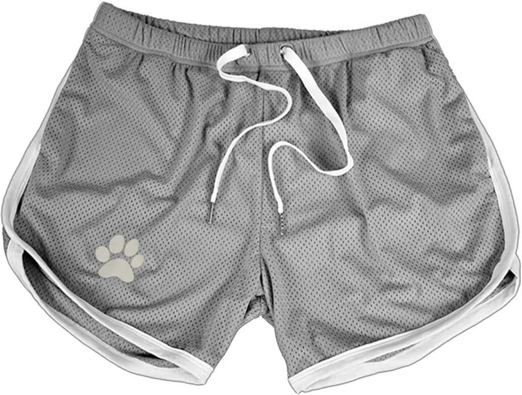 Mens 3" Mesh Workout Gym Running Shorts Funny Dog Paw Print Bodybuilding Training Athletic Workout Short Shorts