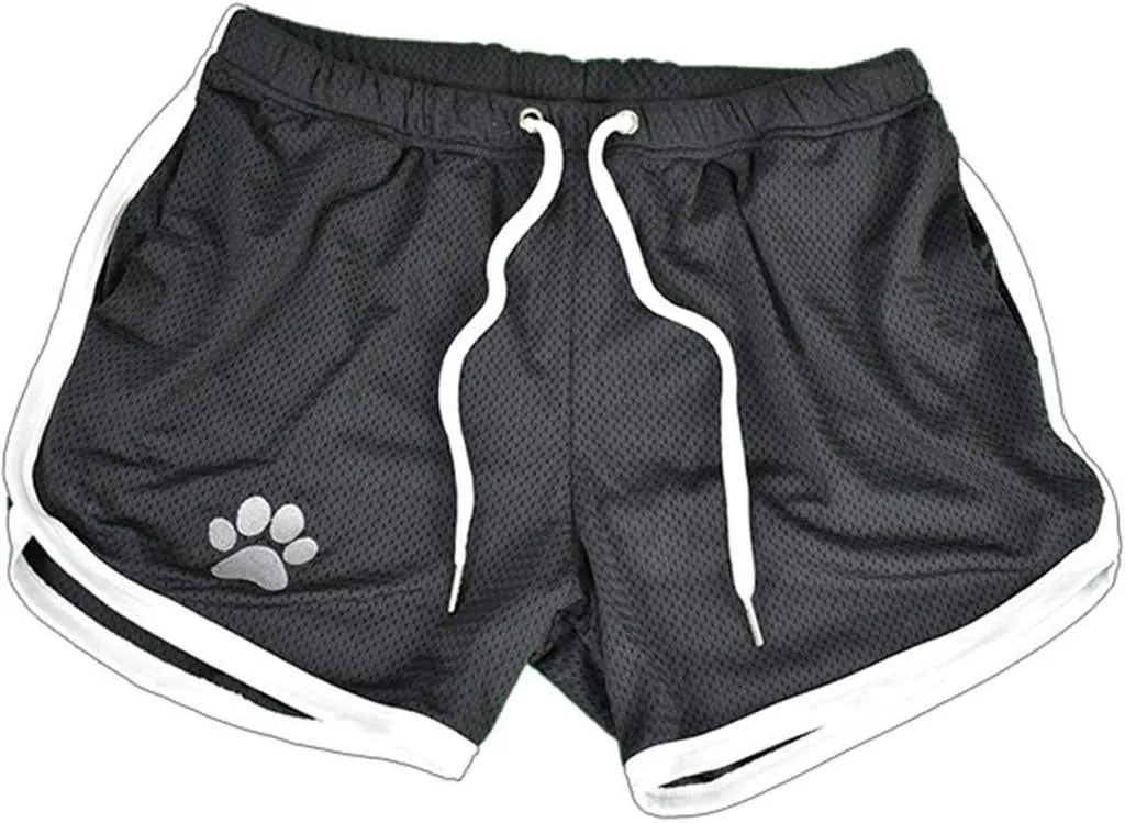 Mens 3" Mesh Workout Gym Running Shorts Funny Dog Paw Print Bodybuilding Training Athletic Workout Short Shorts