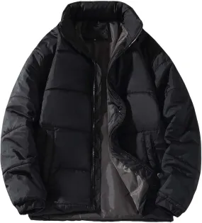 Men's Color Block Padded Quilted Flight Bomber Jacket Lightweight Packable Warm Winter Coat Cotton Jacket Outerwear