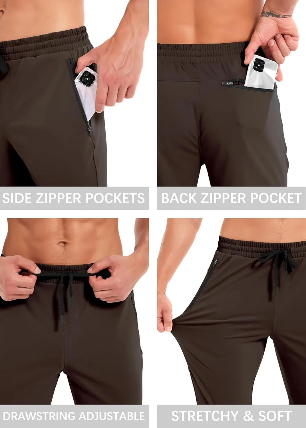 Men's Hiking Sweatpants Joggers Athletic Pants Stretch Workout Jogging Running Gym Traning Track Pants