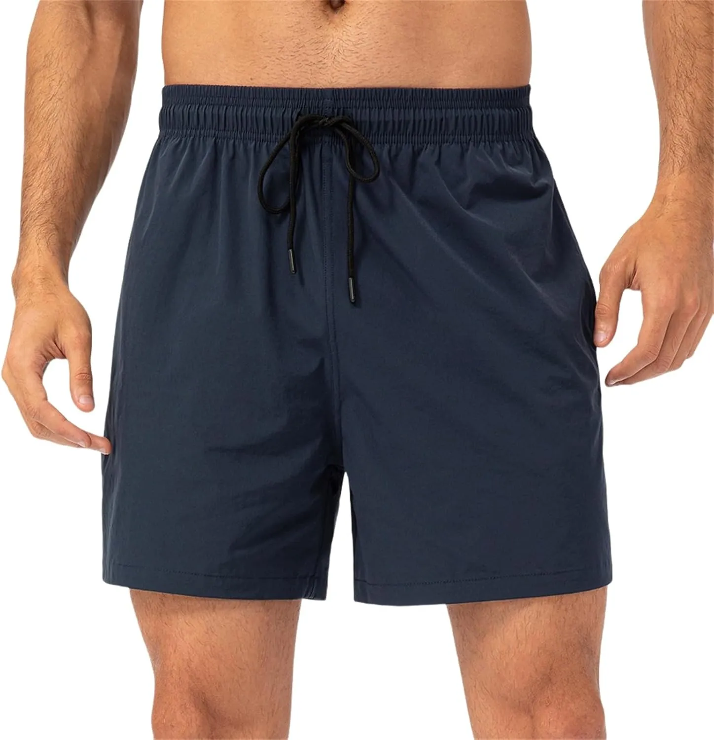 Mens Lightweight Breathable Lining Workout Shorts, Quick Dry Gym Workout Running Shorts with Zipper Pockets