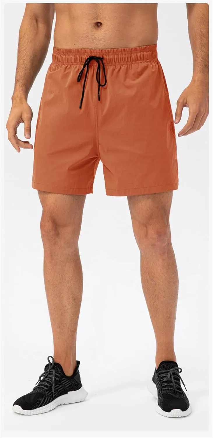 Mens Lightweight Breathable Lining Workout Shorts, Quick Dry Gym Workout Running Shorts with Zipper Pockets