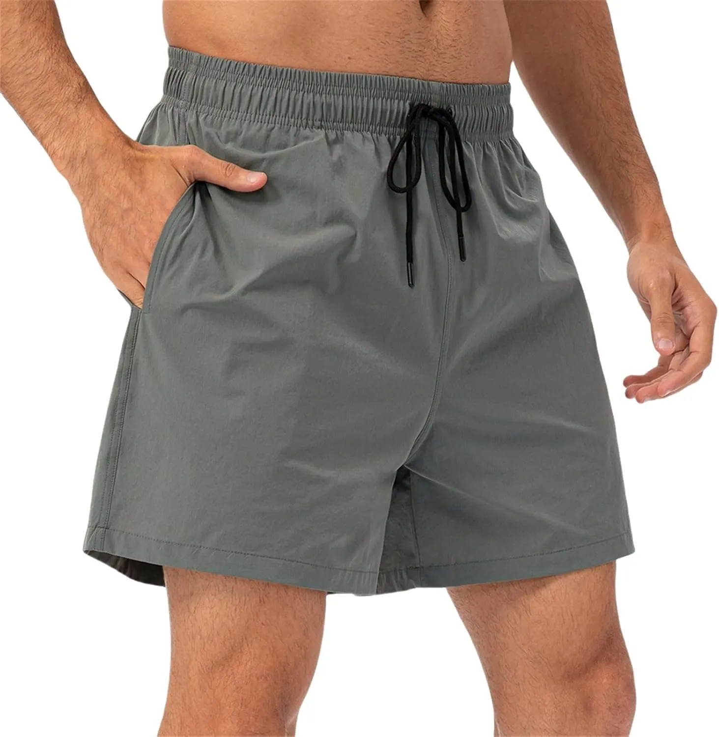 Mens Lightweight Breathable Lining Workout Shorts, Quick Dry Gym Workout Running Shorts with Zipper Pockets