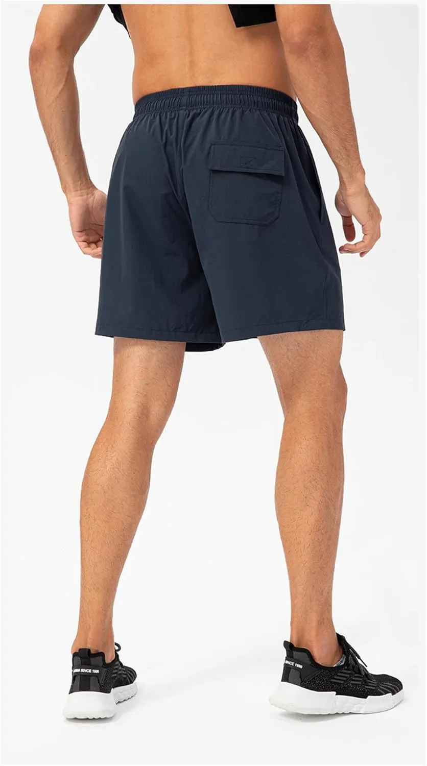 Mens Lightweight Breathable Lining Workout Shorts, Quick Dry Gym Workout Running Shorts with Zipper Pockets