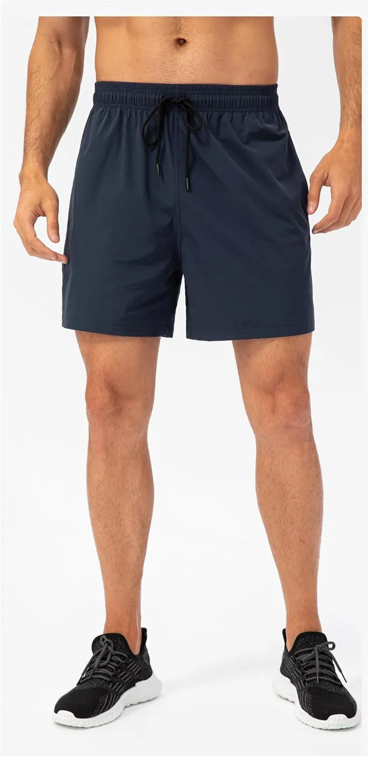 Mens Lightweight Breathable Lining Workout Shorts, Quick Dry Gym Workout Running Shorts with Zipper Pockets