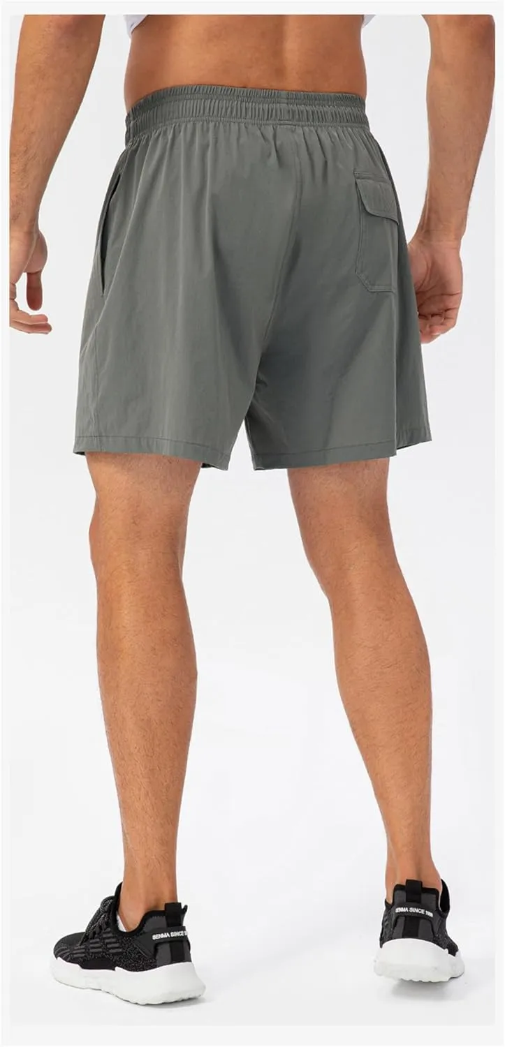 Mens Lightweight Breathable Lining Workout Shorts, Quick Dry Gym Workout Running Shorts with Zipper Pockets