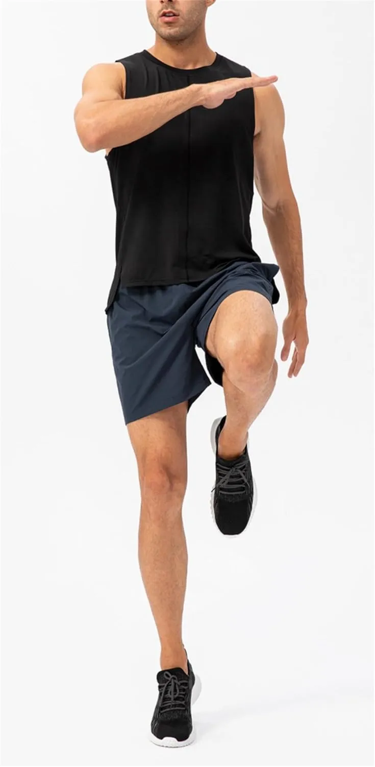 Mens Lightweight Breathable Lining Workout Shorts, Quick Dry Gym Workout Running Shorts with Zipper Pockets