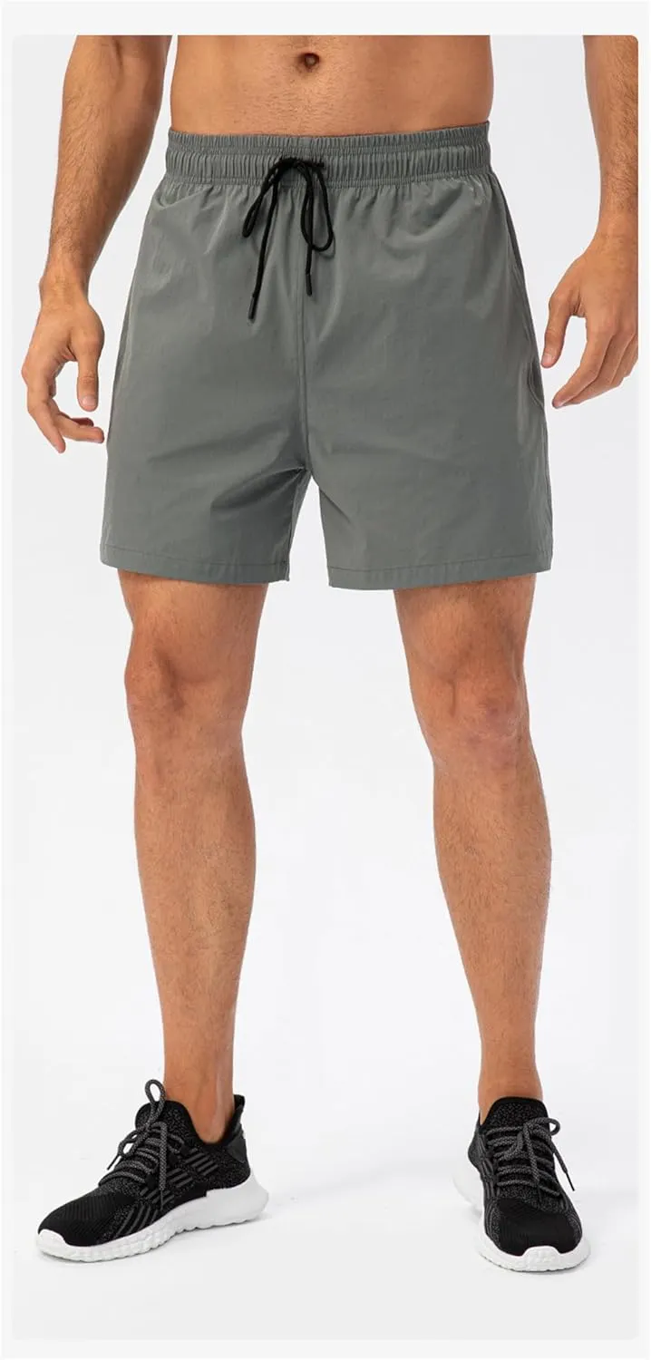 Mens Lightweight Breathable Lining Workout Shorts, Quick Dry Gym Workout Running Shorts with Zipper Pockets