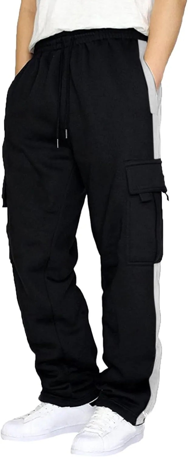 Mens Sweatpants Pants Casual Jogging Sports Elastic with Pockets Men's Men's Pants Heavyweight Fleece Cargo