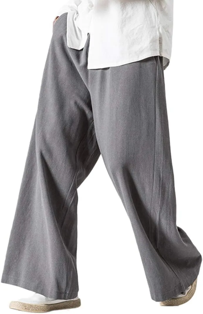 Men's Vintage Cotton Blends Linen Wide Leg Jogging Harem Pants