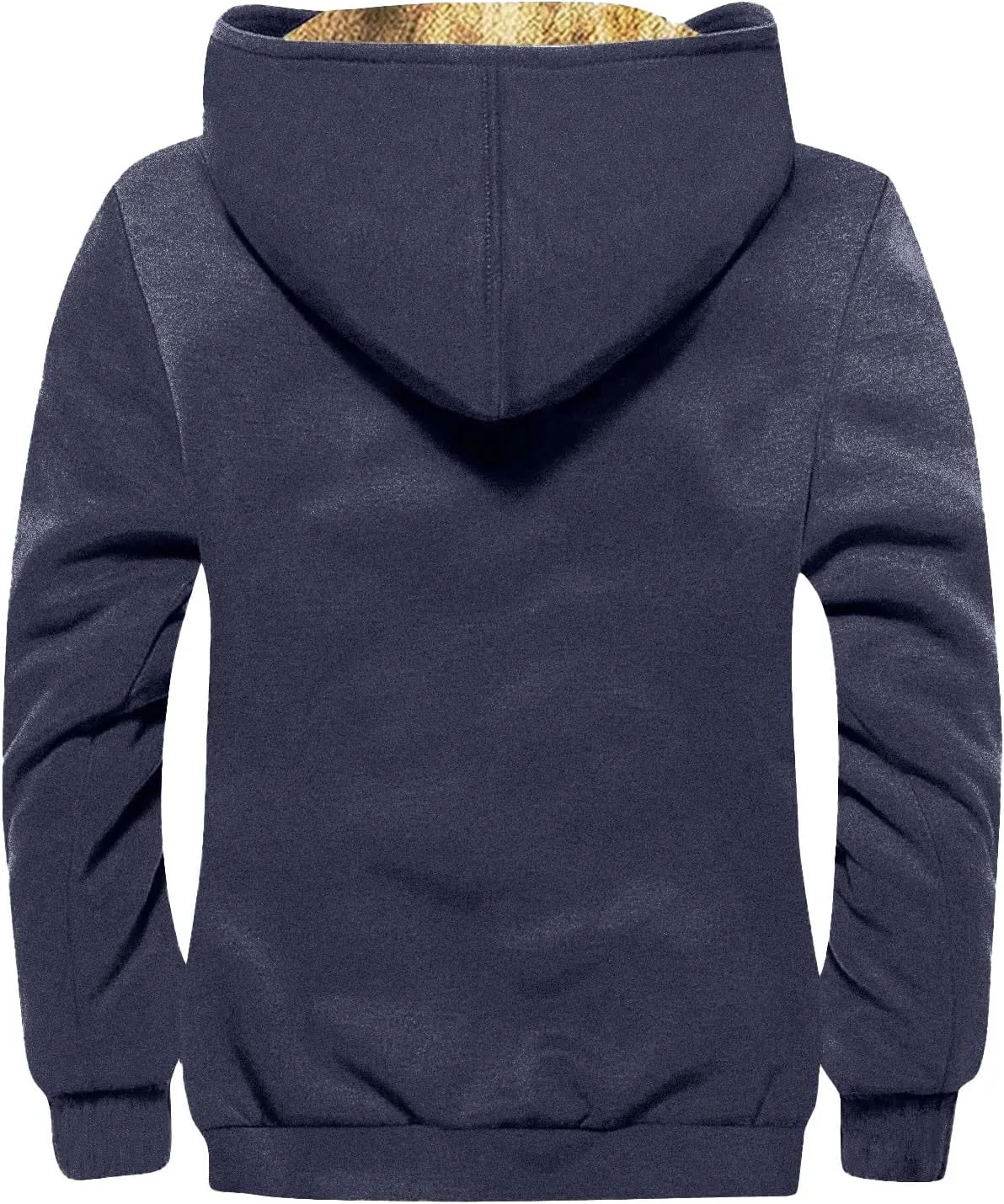 Mens Zip Up Hoodie Solid Color Hoodie Fashion Heavyweight Cotton Fleece Sherpa Lined Jacket Fall Jacket Coat