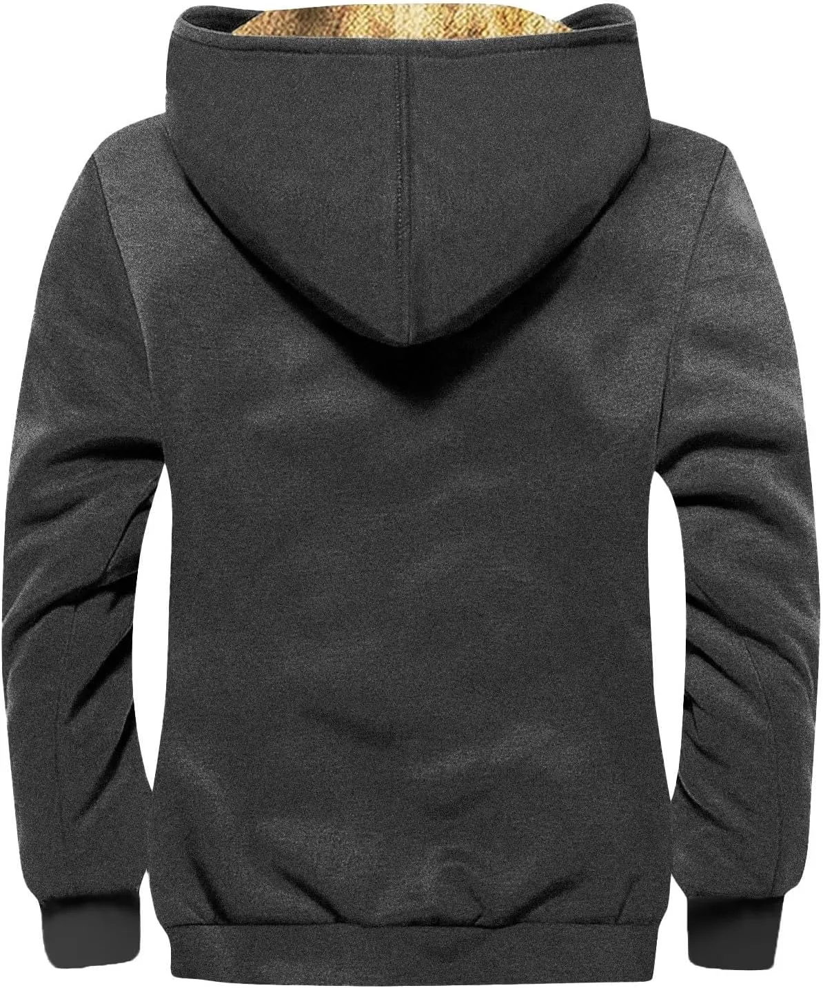 Mens Zip Up Hoodie Solid Color Hoodie Fashion Heavyweight Cotton Fleece Sherpa Lined Jacket Fall Jacket Coat