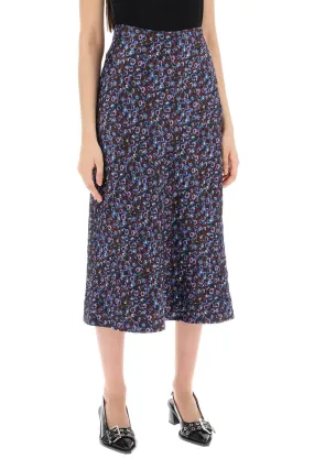 "crinkle satin midi skirt in