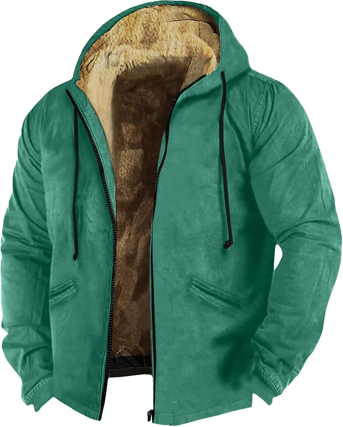 Winter Jackets for Men Fleece Sherpa Lined Warm Hoodie Jacket Heavyweight Sweatshirt Zip Up Sweatshirt Coat with Pockets