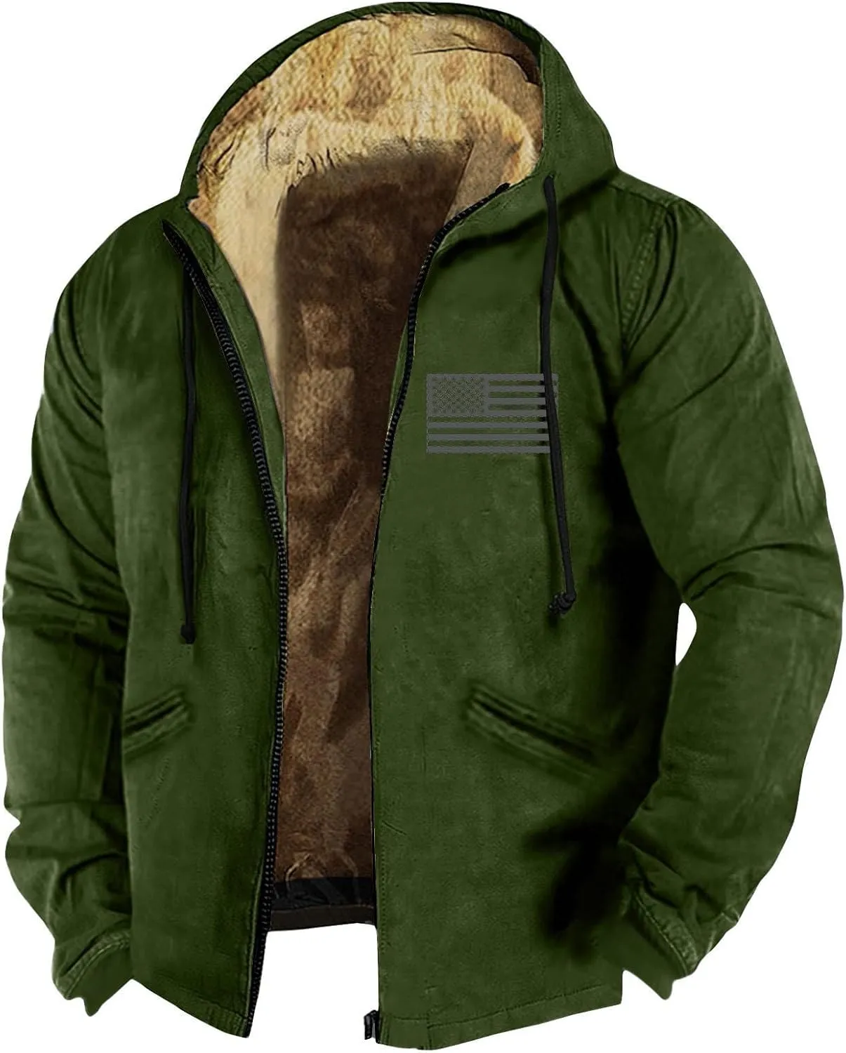 Winter Jackets for Men Fleece Sherpa Lined Warm Hoodie Jacket Heavyweight Sweatshirt Zip Up Sweatshirt Coat with Pockets