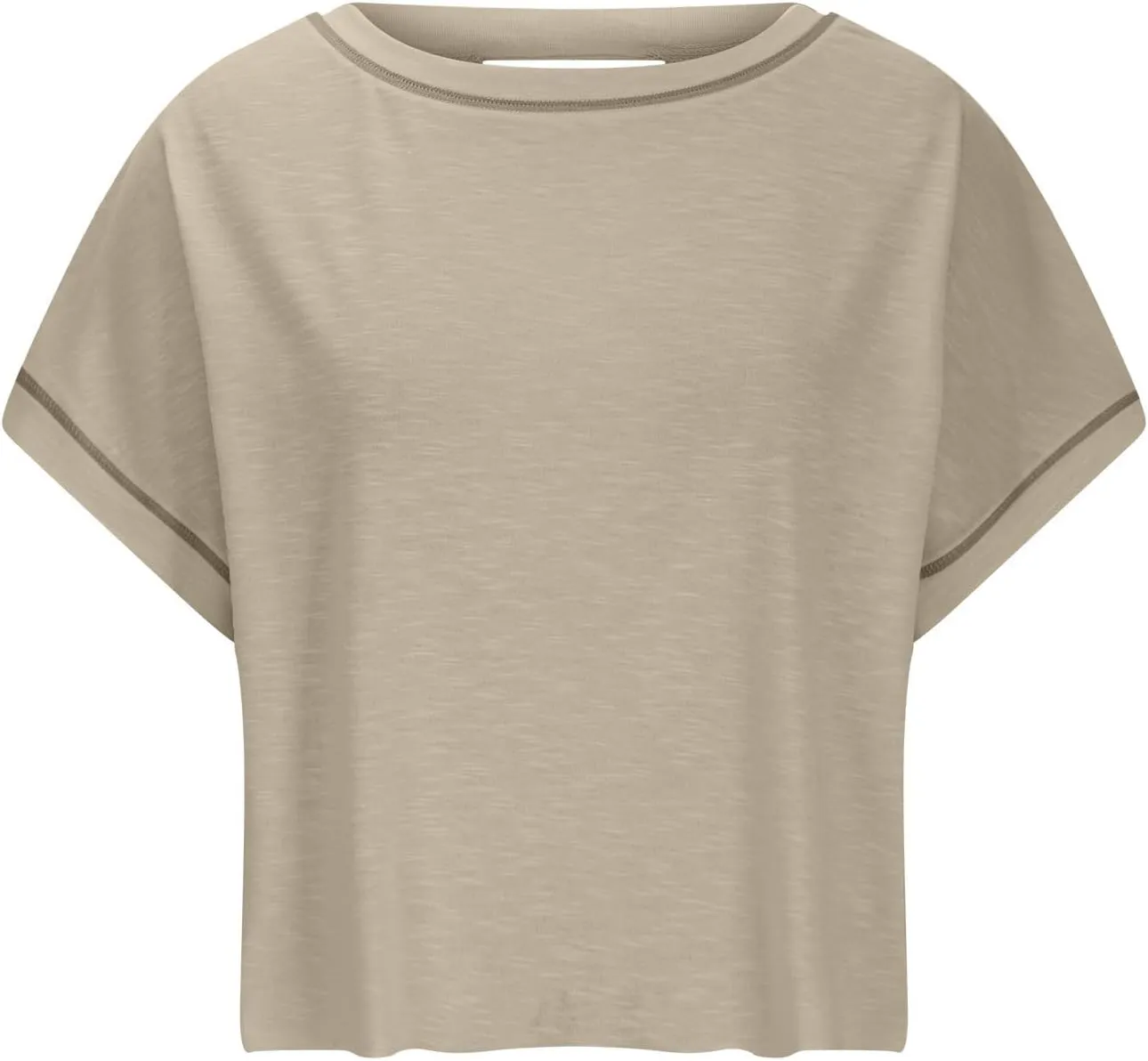 Women's Sexy Open Back Yoga Crop Tops - Cute Summer Crew Neck Athletic Running Shirts Loose Workout Short Sleeve Pullover