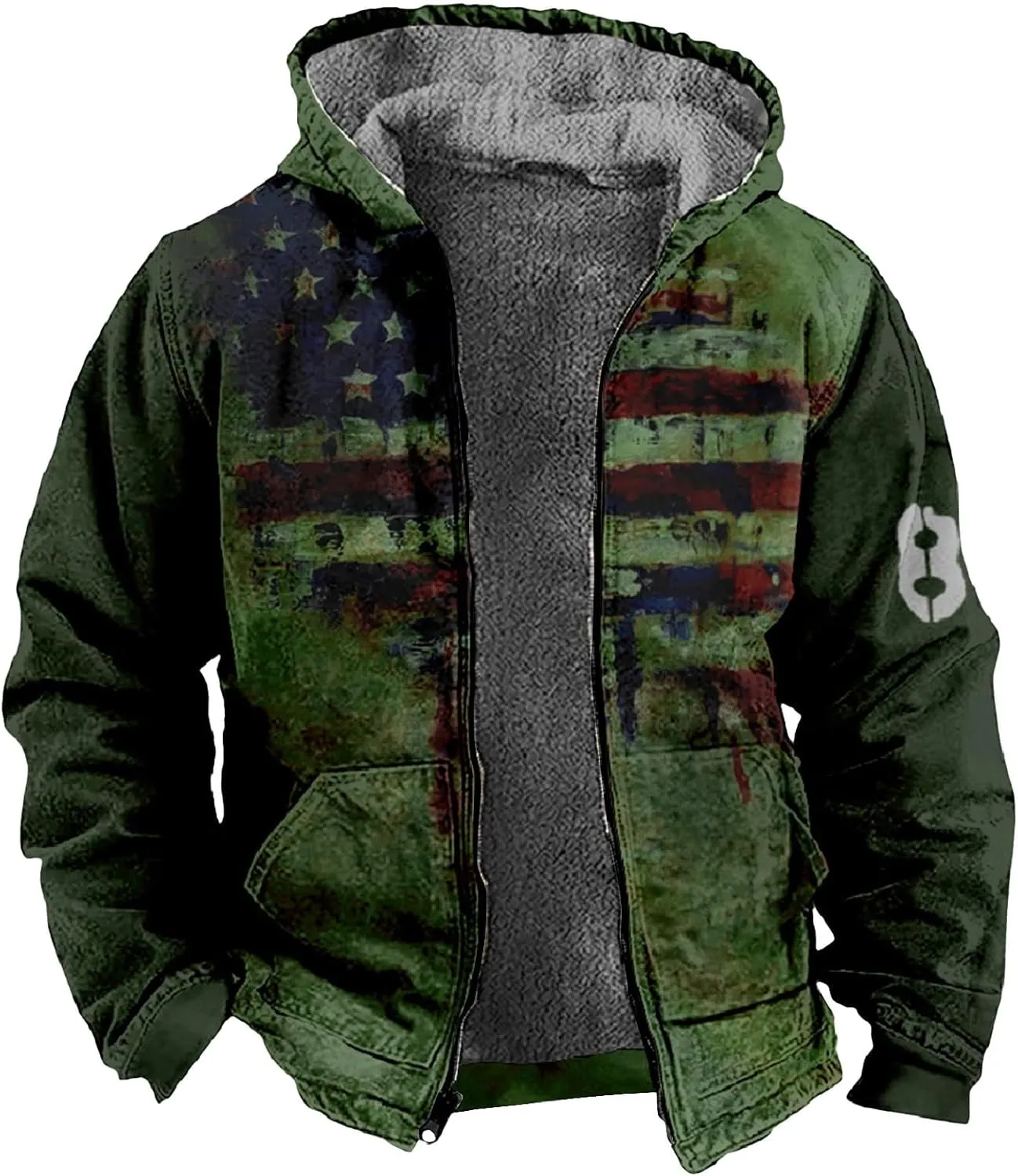 Yesunpxs Winter Jackets for Men Heavyweight Sweatshirt Jacket Zip Up Sweatshirt Fleece Sherpa Lined Hoodie Coat with Pockets